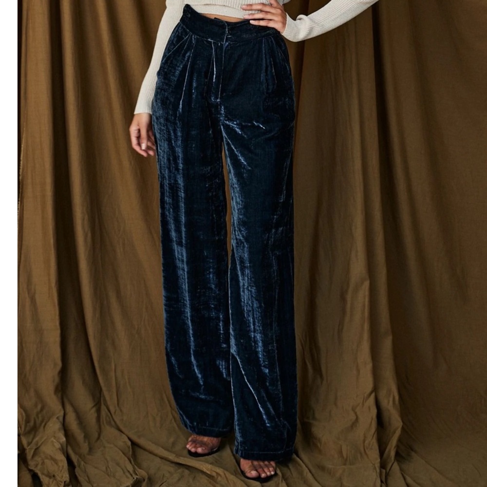 12th Tribe blue velvet pants size small-never been worn